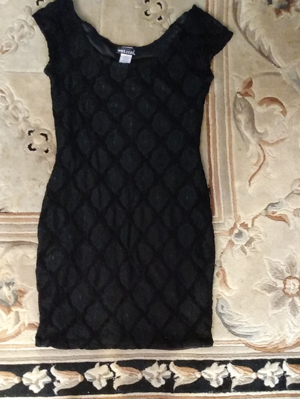 Wet Seal Black Lace Cap Sleeve Sheath Dress
